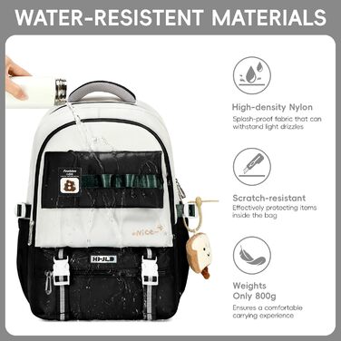 Шкільний рюкзак для дівчинки-підлітка, великий рюкзак для школи 5-12 класів, стильний рюкзак-daypack з нейлону для гімназії, реального училища та університету, зелений (чорний)