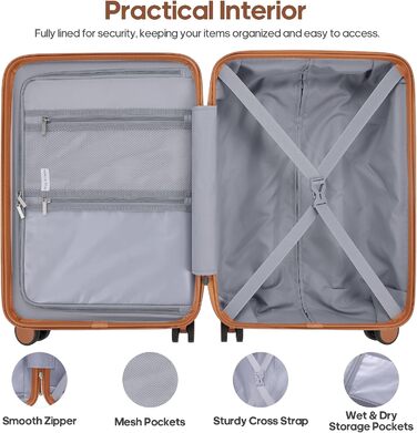 Набір валіз Roadcheer з полікарбонату: велика валіза на коліщатках, рюкзак, органайзери для косметики та взуття | з TSA-замком