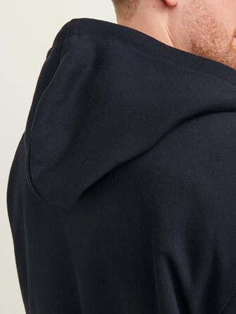 Чоловіча однотонна толстовка з капюшоном на блискавці Jack & Jones Zip Hoodie, чорна, розмір 4XL
