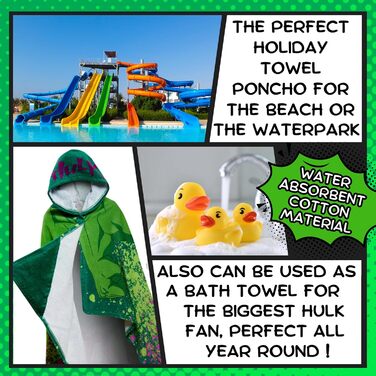 Marvel Incredible Hulk Hooded Towel 100% Cotton Kids Poncho Avengers Beach Towel Bath Towel Swim Cover-up
