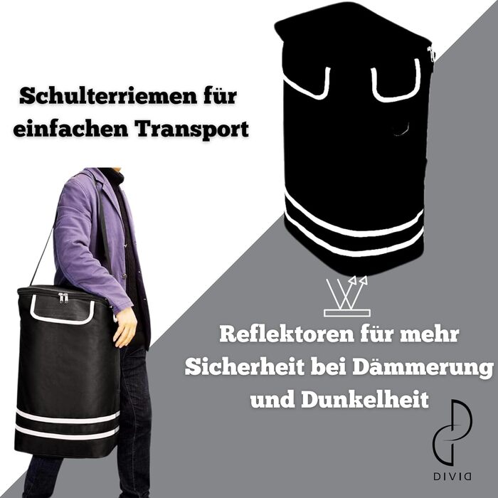 DIVID® Коляска для покупок зі складною візком, 56 л об'єм, до 50 кг вантажопідйомність, складна, сумка через плече та відділення для охолодження, складаний візок для покупок (Червоний)
