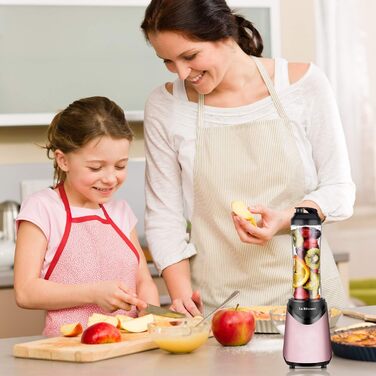 Блендер La Rêveuse Mix&Go: компактний ручний блендер з пляшками 550 мл, рожевий (300 Вт)