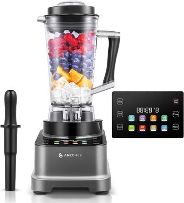 AMZCHEF 8-in-1 Multi Stand Mixer with Auto-IQ | 2000W High-Performance Mixer with LCD Touchscreen | 2L Blender with 8 Smart Menus and 10 Speeds for the Kitchen | Gray 25.6 x 20.1 x 47.6 cm Gray