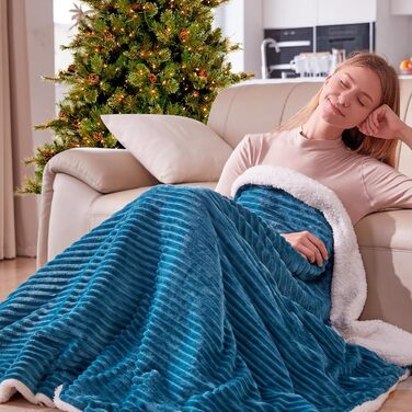 Електрична ковдра з автовимкненням YDW - 200x180 см. Тепла, затишна ковдра для ліжка з захистом від перегріву, що стирається. (Турквіс, 180x130 см)