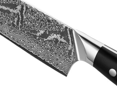Японський ніж Wakoli Nitoko Santoku 18 см з дамаської сталі (67 шарів) VG10, HRC 60, G10 руків'я, Full Tang, для чистих нарізок, у подарунковій коробці
