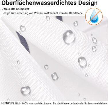 Штора для душу Weizenohr 180x200 см, з утяжеленим краєм, антигрибкова, водовідштовхувальна, поліестер, з кільцями (1 шт)