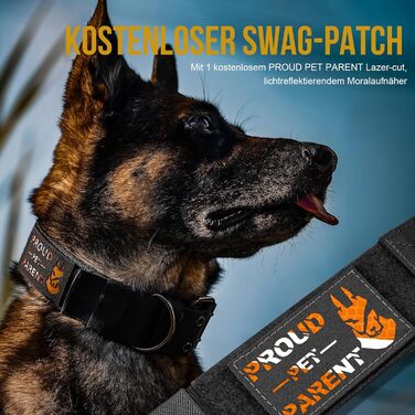 Нашийник для собак OneTigris 5 см з ручкою та патчем, чорний, великий, L