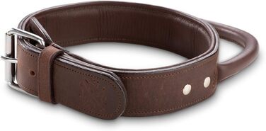 Преміум шкіряний нашийник для собак Джек Рассел з ручкою - надійний нашийник з натуральної шкіри для собак (L, 48.0-60.0 см)