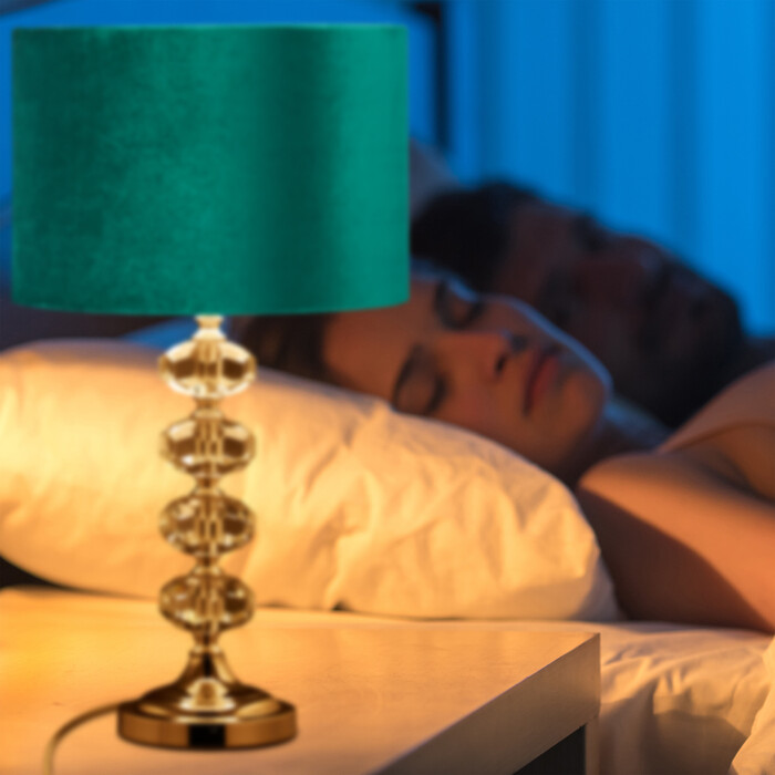 Relaxdays Table Lamp, Crystal and Velvet in Green