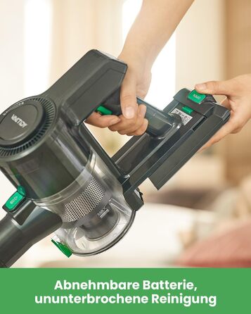 Бездротовий акумуляторний пилосос Vactidy V9 з LED-підсвічуванням, 30KPa, до 45 хвилин роботи, для видалення шерсті тварин, твердих поверхонь та килимів, чорний