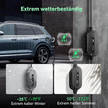 Кабель для електромобіля Evjuicion Typ 2 Schuko, 3.68kW, 6м, 16A, IP67, з індикатором, для ID.3/4, X1, 5ER, Model Y/3 та інших електромобілів