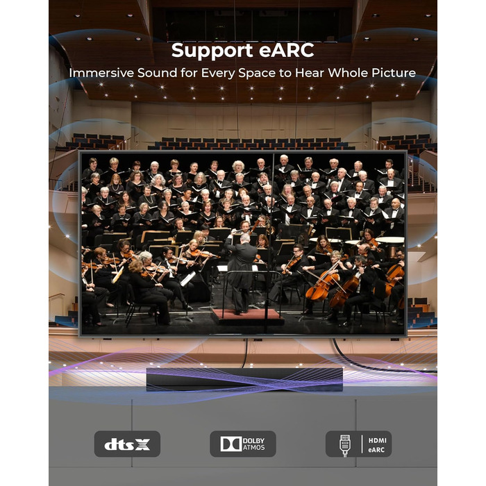 Кабель HDMI 8K Silkland з підтримкою eARC - сертифікований для PS5, Fire TV, HDTV, ноутбука (7.6M)