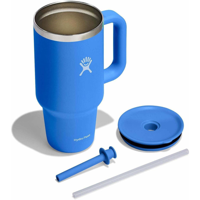 Термостакан Hydro Flask Travel Tumbler 1180 мл (40 Oz) з герметичною кришкою та трубою, нержавіюча сталь, вакуумна ізоляція, колір Cascade (бірюзовий)