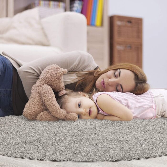 Килимок для вітальні Impression - Екологічний сертифікований килим, суцільний колір, 80x150 см (Світло-сірий, 150 см круглий)