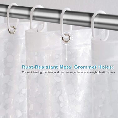 Шторка для душу Furlinic Anti-schimmel, водонепроникна, прозора, з ефектом 3D, з камінням, 120x180 см