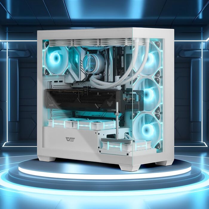 darkFlash DS900: Корпус для ПК ATX Mid-Tower з 4 PWM ARGB-вентиляторами, подвійна скляна панель, підтримка радіаторів водяного охолодження 360mm, USB Type-C, чорний