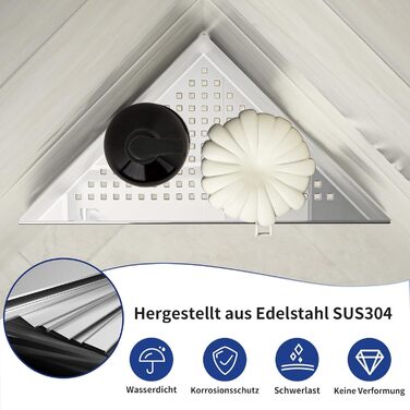 Поличка для душу Eck Duschregal з нержавіючої сталі 304, для ванної кімнати, з сітчастою конструкцією, вбудована, для ремонту ванної кімнати (щіткова обробка, 2 шт. 254 мм)