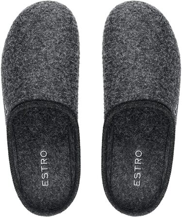 Чоловічі фетрові тапочки ESTRO з фетровою підошвою - теплі зимові домашні тапочки для чоловіків (46 EU, широкі, графіт)
