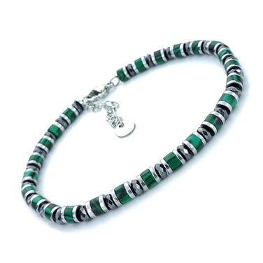 Браслет чоловічий SAGA GIOIELLI з нержавіючої сталі, кольорові сталеві диски, браслет для чоловіків (Смарагдовий та кристали)