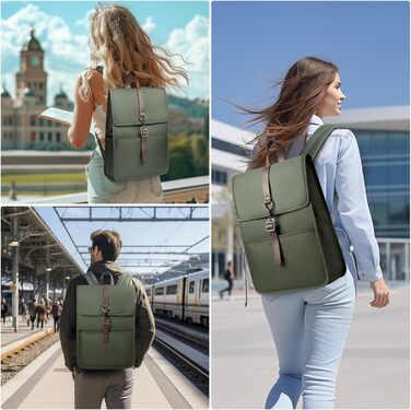 Рюкзак для ноутбука чоловічий/жіночий, з USB-портом, 15.6 дюймів, для подорожей, навчання, велосипеда (Зелений)