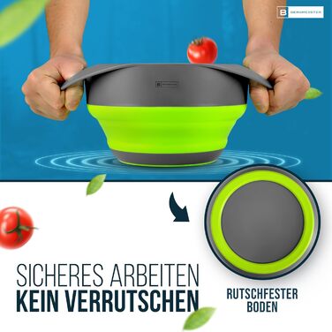 Bergmeister® Foldable Bowl Set 3in1 with Strainer 1.7L / 2.8L Multifunctional, Dishwasher-Safe, Space-Saving Marvel for Every Home and Outdoor Camping Kitchen