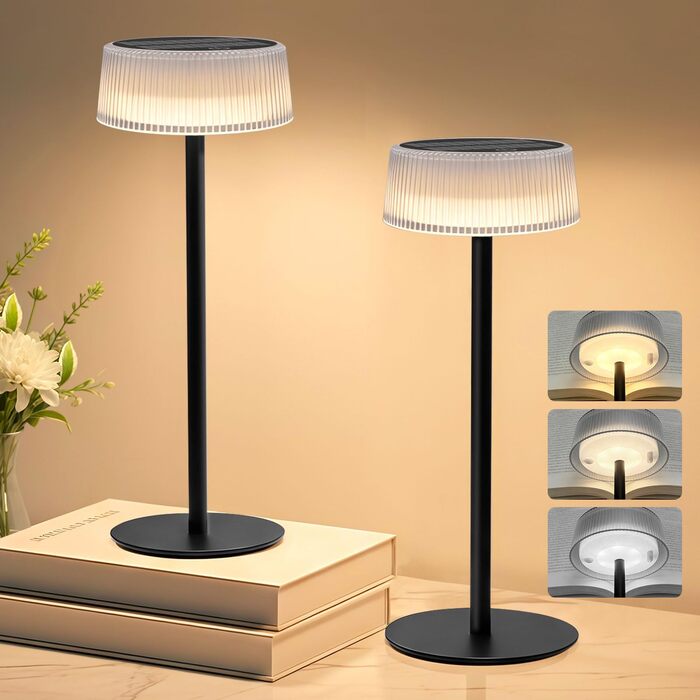 Світлодіодний акумуляторний настільний світильник Lacasa Solar 2 шт, димується, водонепроникний IP67, для дому, саду, спальні