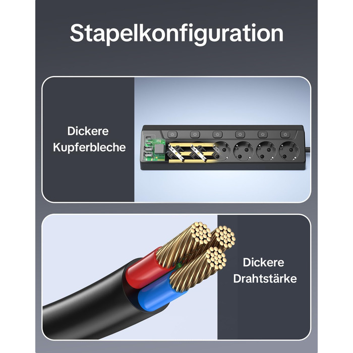 Мережевий фільтр 5-портовий з USB та LED, чорний. Розподільник розеток на стіл, для дому, кухні. Можливість настінного монтажу.