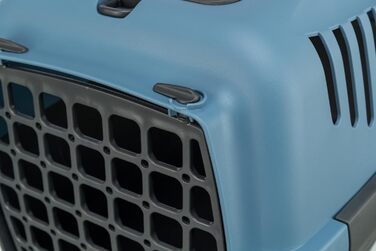 Транспортний бокс TRIXIE Capri 2 – XS-S: 34×31×55 см, сірий/блакитний. Для собак до 8 кг. З металевою дверцятами та ґраткою зверху.