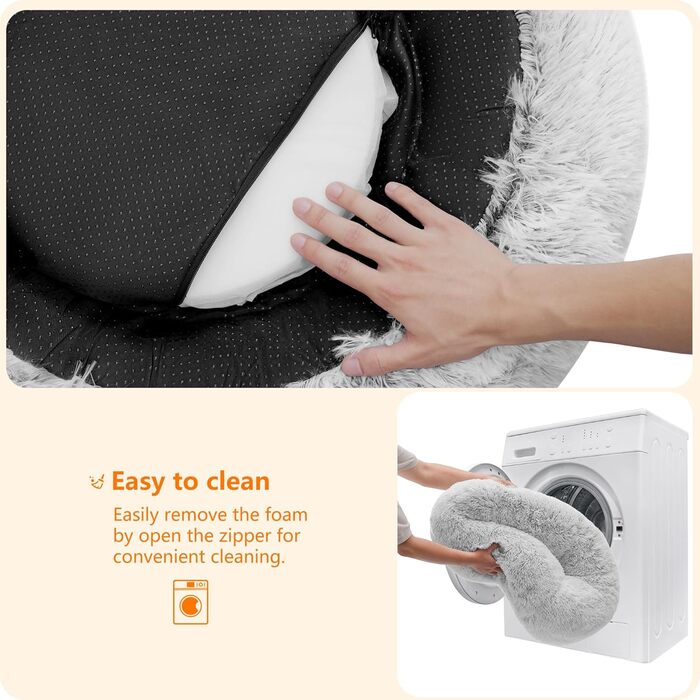 Ортопедичне ліжко для собак круглої форми, м'яке ліжко-лежанка для собак та котів, ліжко-софа Donut, зручний кошик для собак, можна прати, діаметр 70 см, сірий колір, розмір 70 x 70 x 20 см