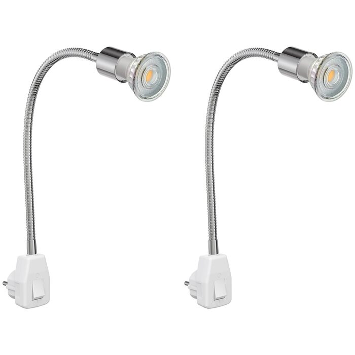 Світлодіодна настільна лампа LESCH з гнучкою ніжкою (хром/чорний), 2 шт. GU10 LED (тепле біле світло, 7.6W, 1103lm, кут 33°)