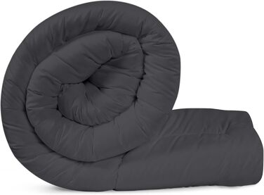 Ковдра Utopia Bedding - всесезонна, 370 GSM, дихаюча, стеганий наповнювач, супер м'яка (білий) - 200 x 220 см, сірий