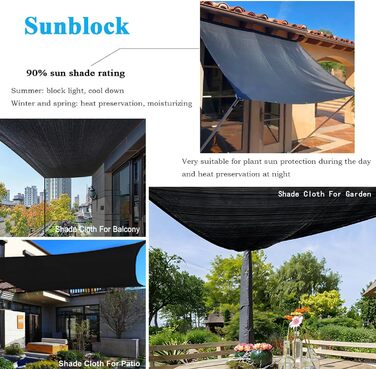 Vocray Shade Net 2X4.5 M, Shade Net with Eyelets, Lightweight and Durable Shading Net, 90% UV Resistant Sun Sail for Garden, Balcony, Terrace, Pergola, Greenhouse and Outdoor Area