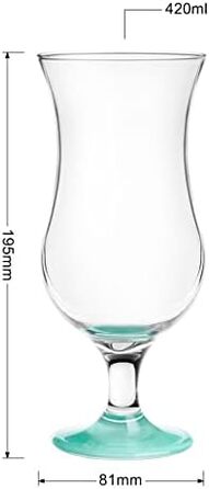 Набір келихів Glasmark Krosno для коктейлів, лонг дринків, води, 6 шт x 420 мл, бірюзовий, для посудомийної машини