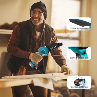 Акумуляторна міні-пила SEESII 6 дюймів з автоматичною подачею оливи та запасним ланцюгом | Акумуляторна ланцюгова пила для саду, стрижки гілок та різання деревини