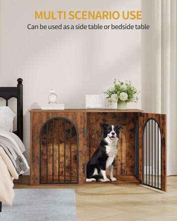 Клітка для собак Hzuaneri, 108 см, 3 двері, сучасний дизайн, для дому, міцна, 108x64x76 см, вінтажний колір, DFC86001B