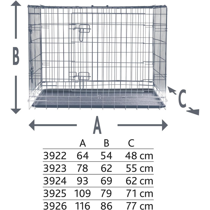Тріксі Клітка для собак Home XL – 116 × 86 × 77 см, розкладна переноска з 2 дверцятами та засувами, цинкова транспортна клітка зі стабільною піддоном для дому та подорожей