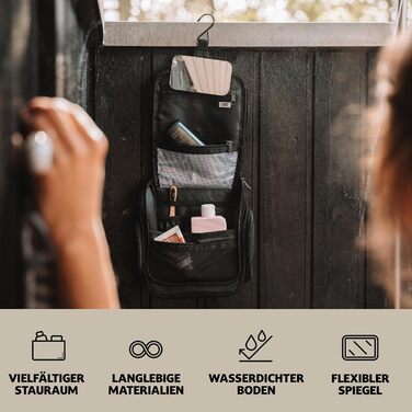 Чоловіча косметичка Tony Kulturbeutel Capo Libre® з 11 відділеннями, преміум-якість, водонепроникна, чорна (M)