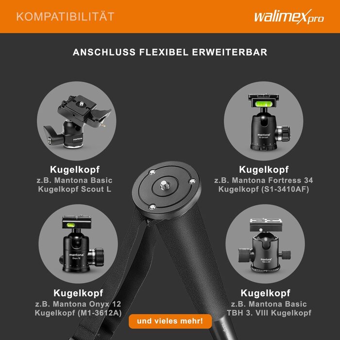 Штатив Walimex FT-1502 Pro: монопод, 177 см, для DSLR/DSLM, 10 кг, з сумкою