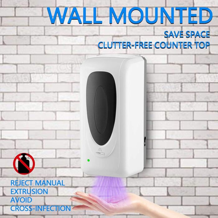 Jewaytec Automatic Hand Sanitizer Dispenser 1000ml, Wall Mount Electric Automatic Soap Dispenser with Sensor, Alcohol Spray Device Hand Sanitizer Dispenser with Sensor for Home Commerce