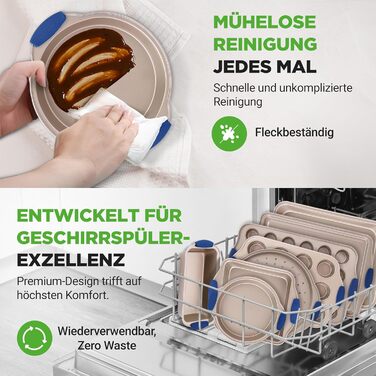 Набір форм для випічки NutriChef 6 шт. – дека, форма для мафінів, кексова форма з антипригарним покриттям, термостійка до 230°C, складається, з ручками з силікону з вуглецевої сталі – ідеально для тортів, хліба та мафінів