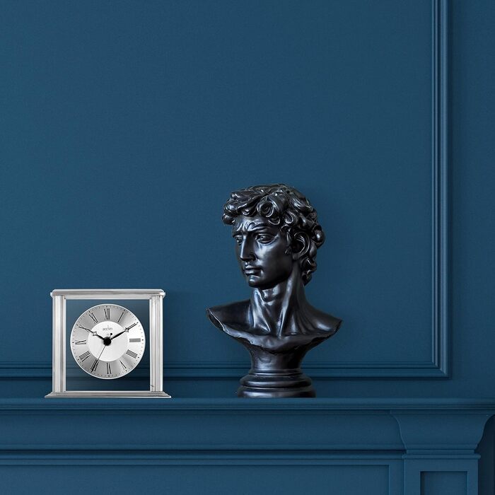 Acctim Hamilton Table Clock, Metal Glass Aluminum, Silver, 13.7 x 15.5 x 6.8