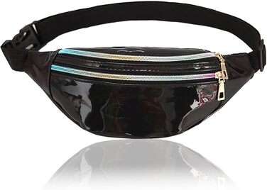 Стильна поясна сумка-фенні-пак AYNKH з трьома відділеннями, водонепроникна, унісекс (Яскраво-чорний)