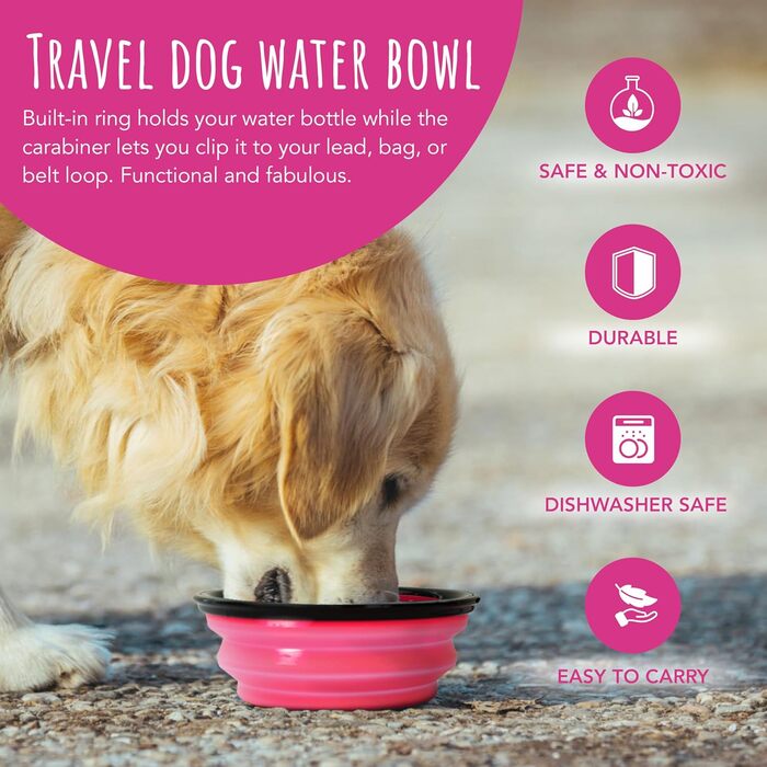 Складаний миска для собак TDL, 350 мл, рожевий: вода та корм для собак та котів
