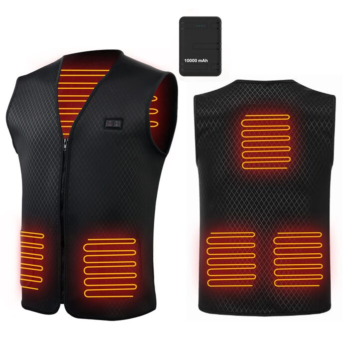 Електрична гріюча жилетка для чоловіків та жінок, USB, 10000mAh, для зими, активного відпочинку, катання на снігоходах, мотоциклів, полювання, чорна XL
