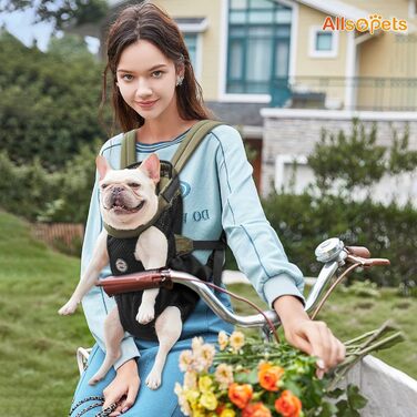 Рюкзак для собак Allsopets - легкий, дихаючий, зручний, з безпечною лінійкою, для подорожей, прогулянок на природі (оливковий, M)