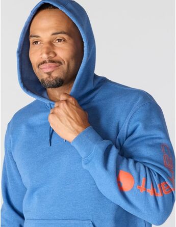 Чоловічий худі Carhartt Midweight з логотипом на рукаві, темно-блакитний (Dark Tranquil Blue Heather), розмір M