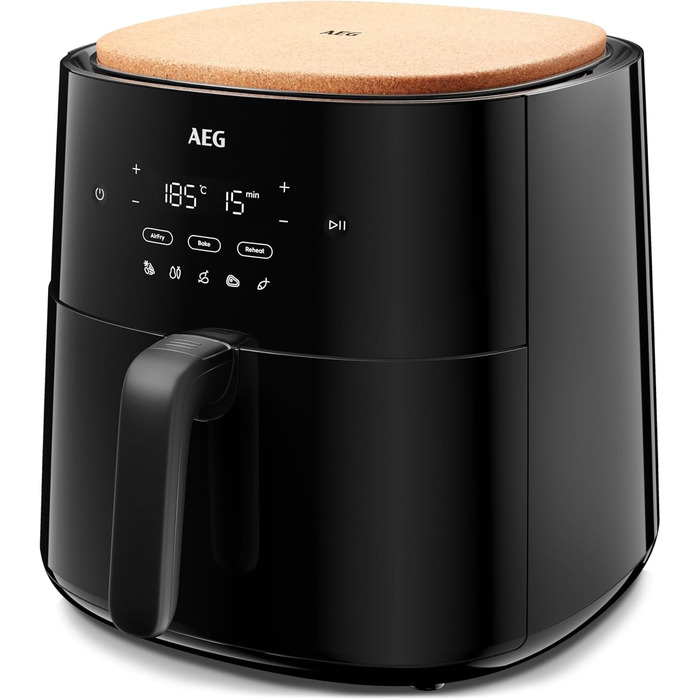 AEG AAF7B Hot Air Fryer / IF Design Award 2024 / Little to no oil / 8 programs / programmable / preheat function / 6.8l / dishwasher-safe / heat protection / flip reminder / black, 6.8l capacity, Series 7000