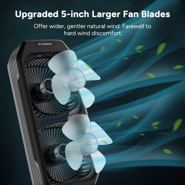 Настільний вентилятор DR.PREPARE: компактний, 40 см, 3 швидкості, осциляція 105°, таймер, для спальні, офісу, кухні (чорний)