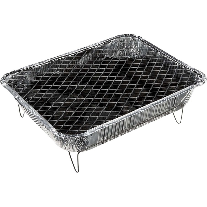 4x Aluminum Complete Disposable Grill with Charcoal and Igniter - Aluminum Picnic BBQ Camping Disposable Grill One-Time Grill Picnic Grill