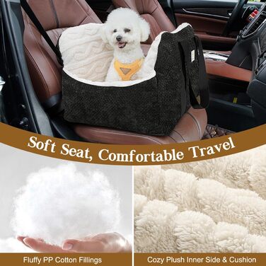 Автокрісло для собак Pawaboo - зручне ліжко-переноска для маленьких собак до 11 кг (чорне)